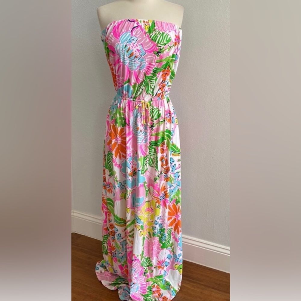Women’s Lilly Pulitzer For Target Nosey Posey Multicolor Strapless Maxi Dress Si